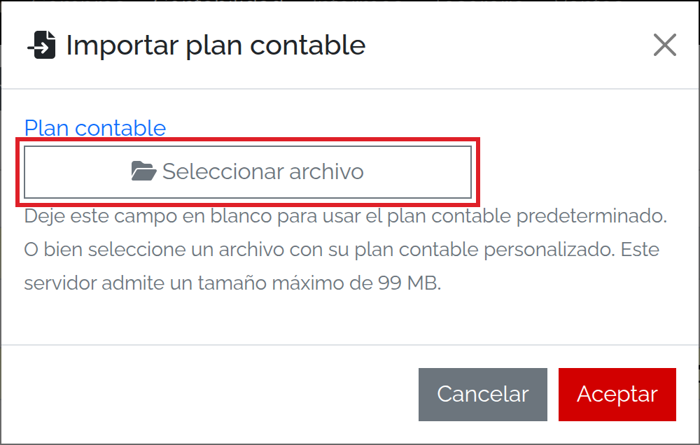 Importar plan contable: archivo y explicación de la carga predeterminada