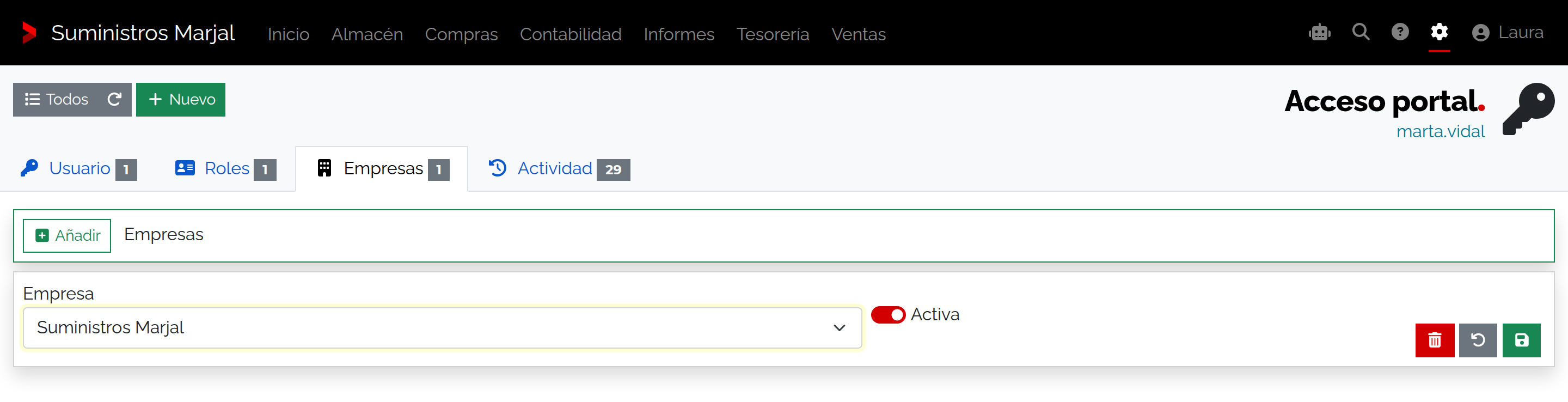 Empresa autorizada en el acceso de Marta Vidal.
