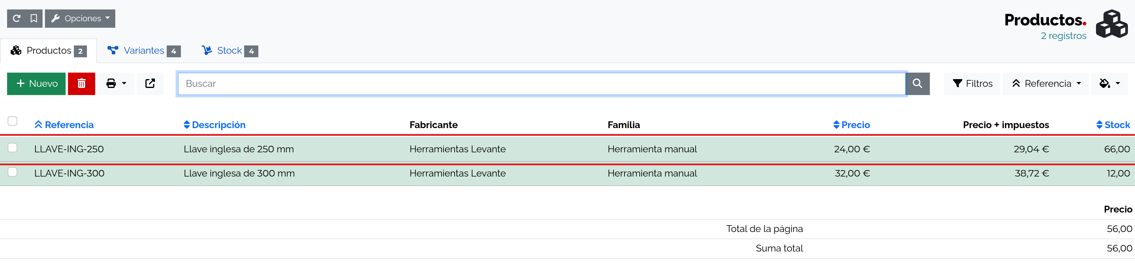 Catálogo de productos de Suministros Levante con la llave inglesa.