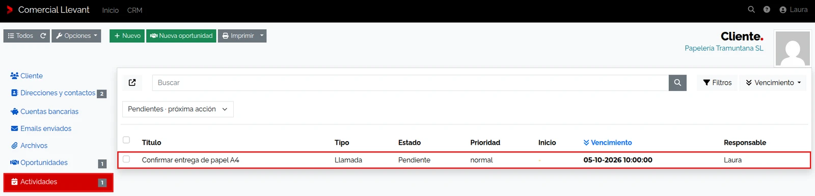 Seguimiento pendiente del cliente