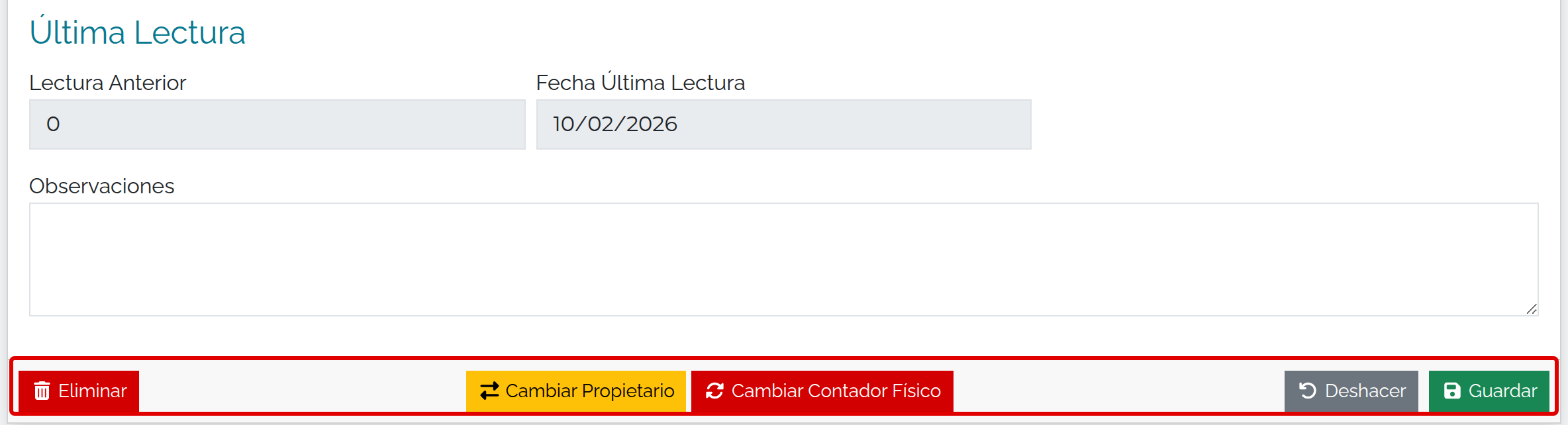 Botones de la ficha sin Dar de baja