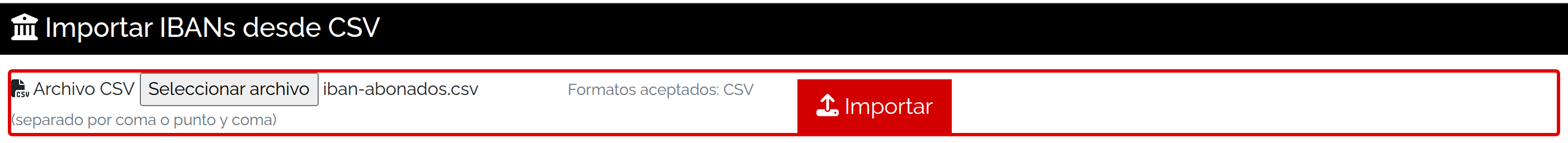 Archivo CSV seleccionado para importar