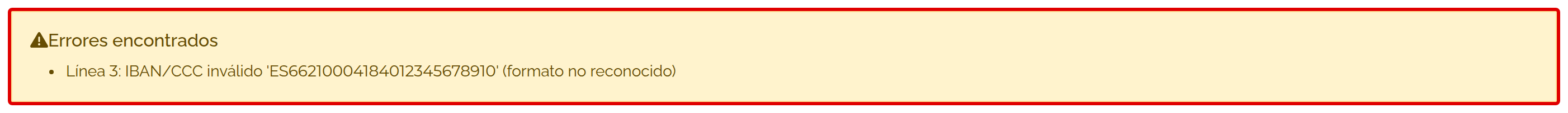 Detalle del error