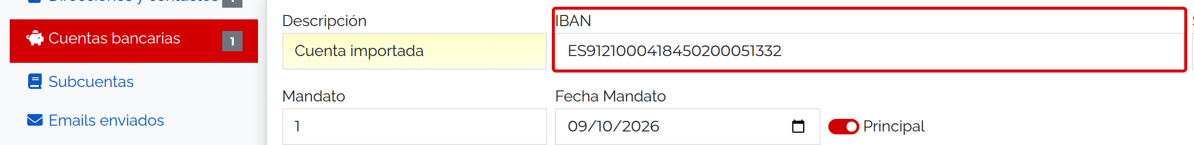 Importar IBAN