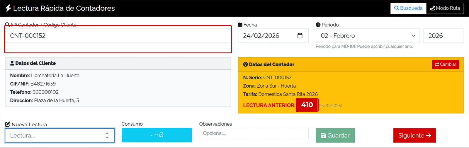 Buscar el contador