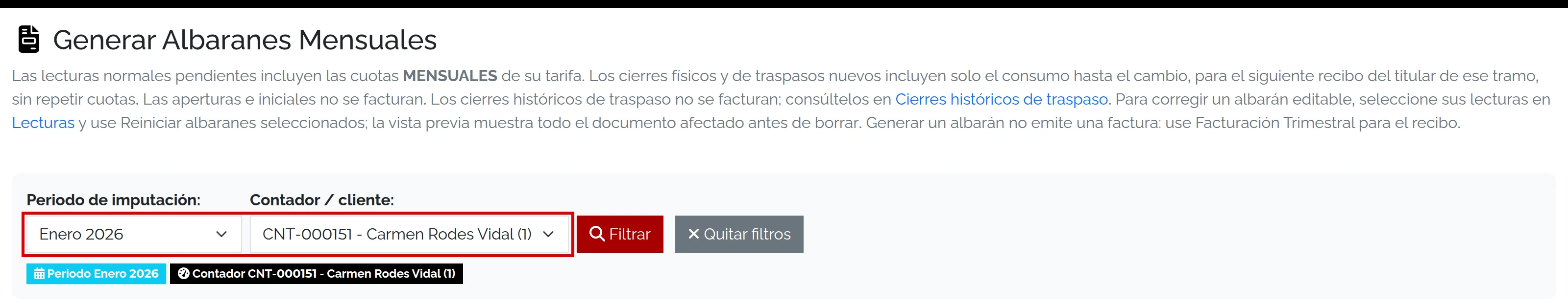 Filtrar las pendientes de enero