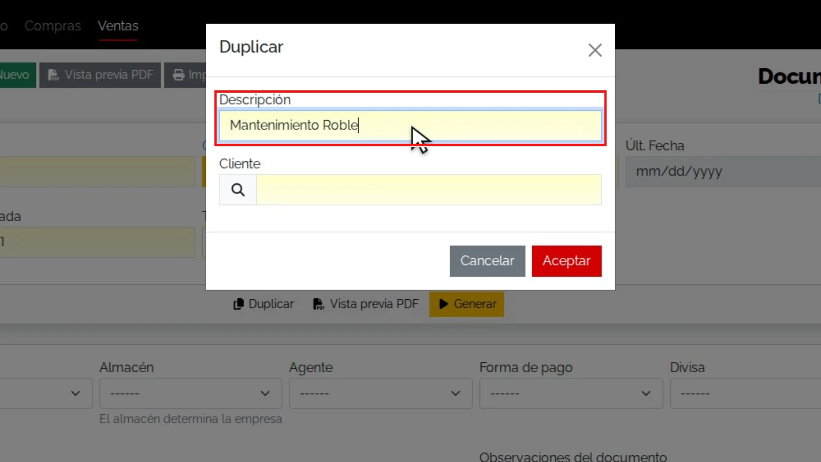 Identificar la copia y su destinatario: zona relevante ampliada y resaltada en rojo