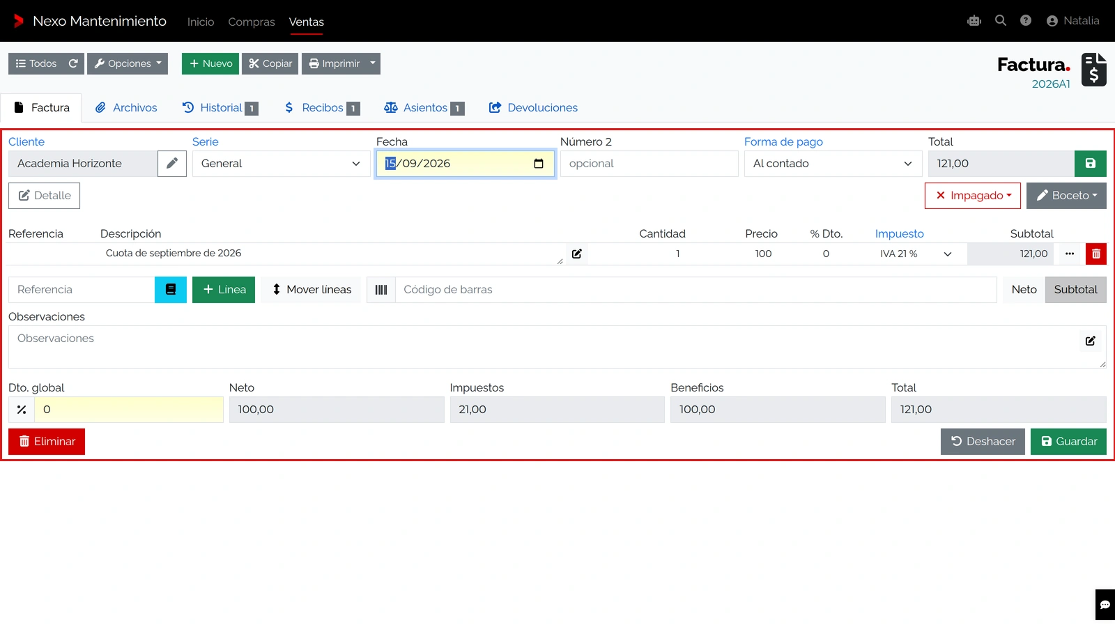 Generar documentos y revisar el historial