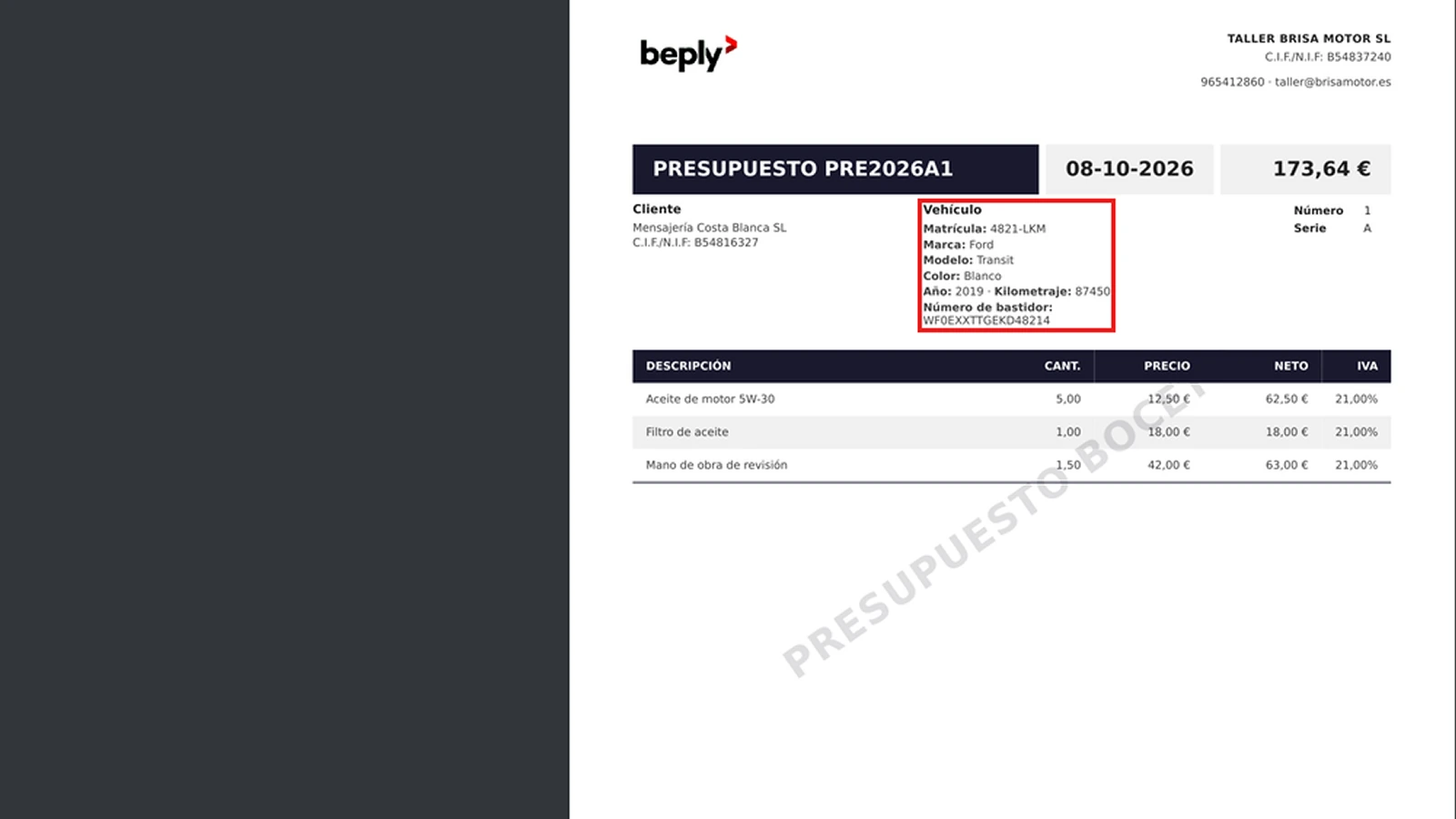 El coche sale en el PDF