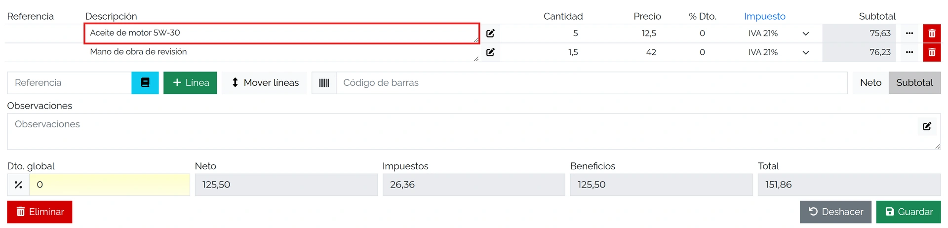 Guardar el presupuesto nuevo